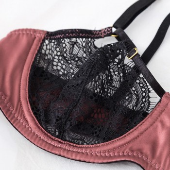 Classic Pink Bra Set Lingerie Push Up Brassiere Black Lace Underwear Set Sexy Bandage Panties For Women Underwear